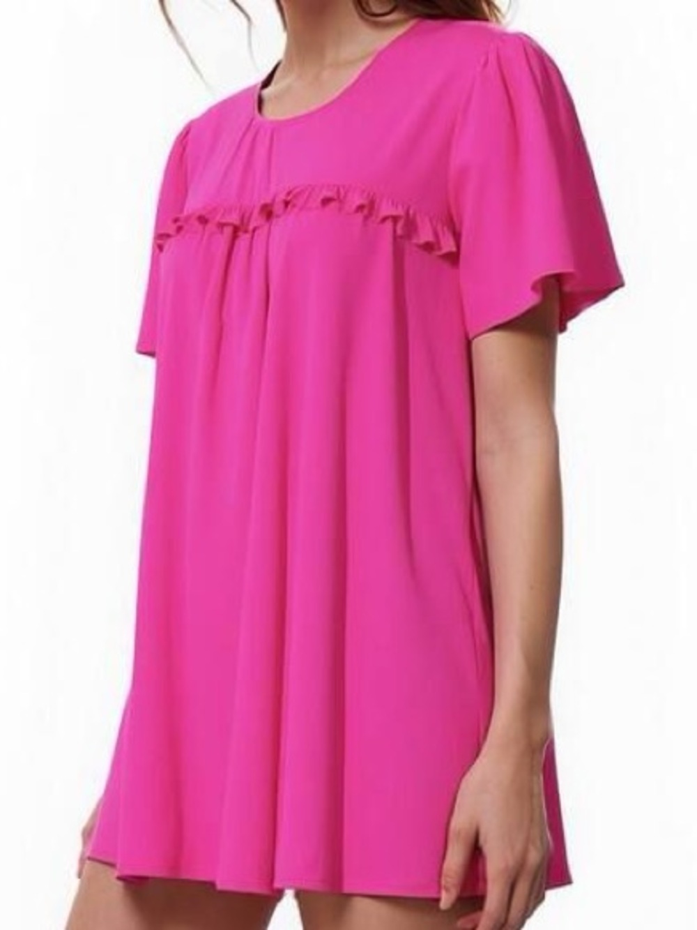PLEIONE Ruffle Short Sleeve Top EUC